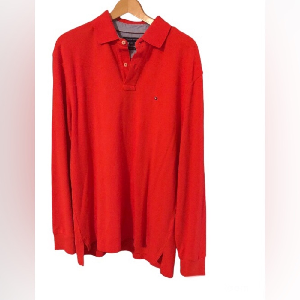 NWT Tommy Hilfiger long sleeve pique Classic polo, L, Orange